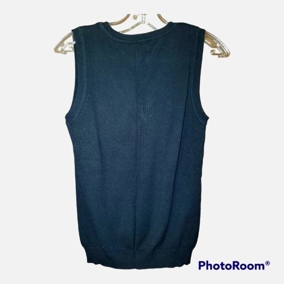 𝅺VINTAGE black argyle sleeveless v neck vest pullover - Picture 2 of 5